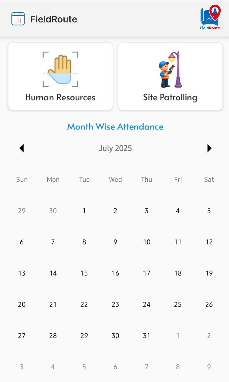FieldRoute mobile app interface